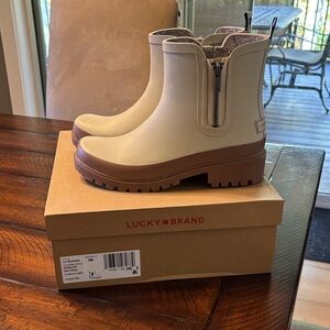 Lucky Brand Cream Ankle Boots